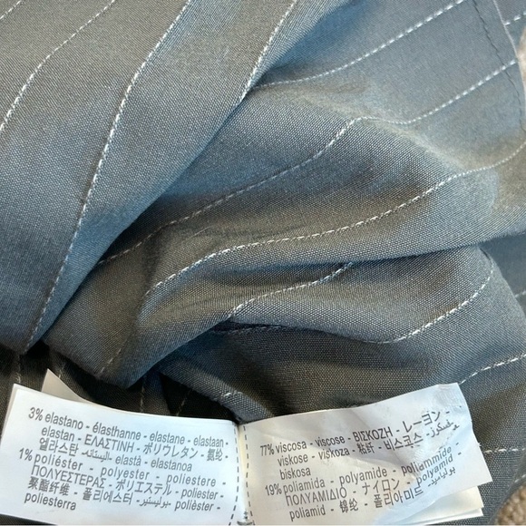 Zara charcoal gray pinstripe bustier corset top strapless raw unfinished hem L - Picture 13 of 16